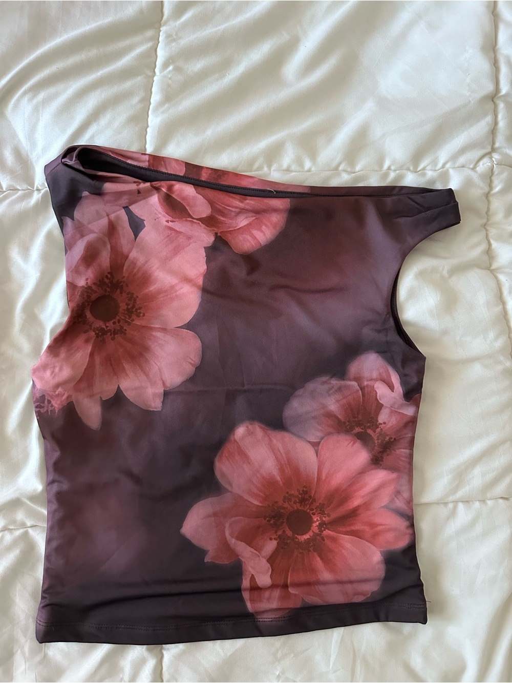 NWT Madden Girl Asymmetrical Floral Tank Top - Deep Plum and Rose